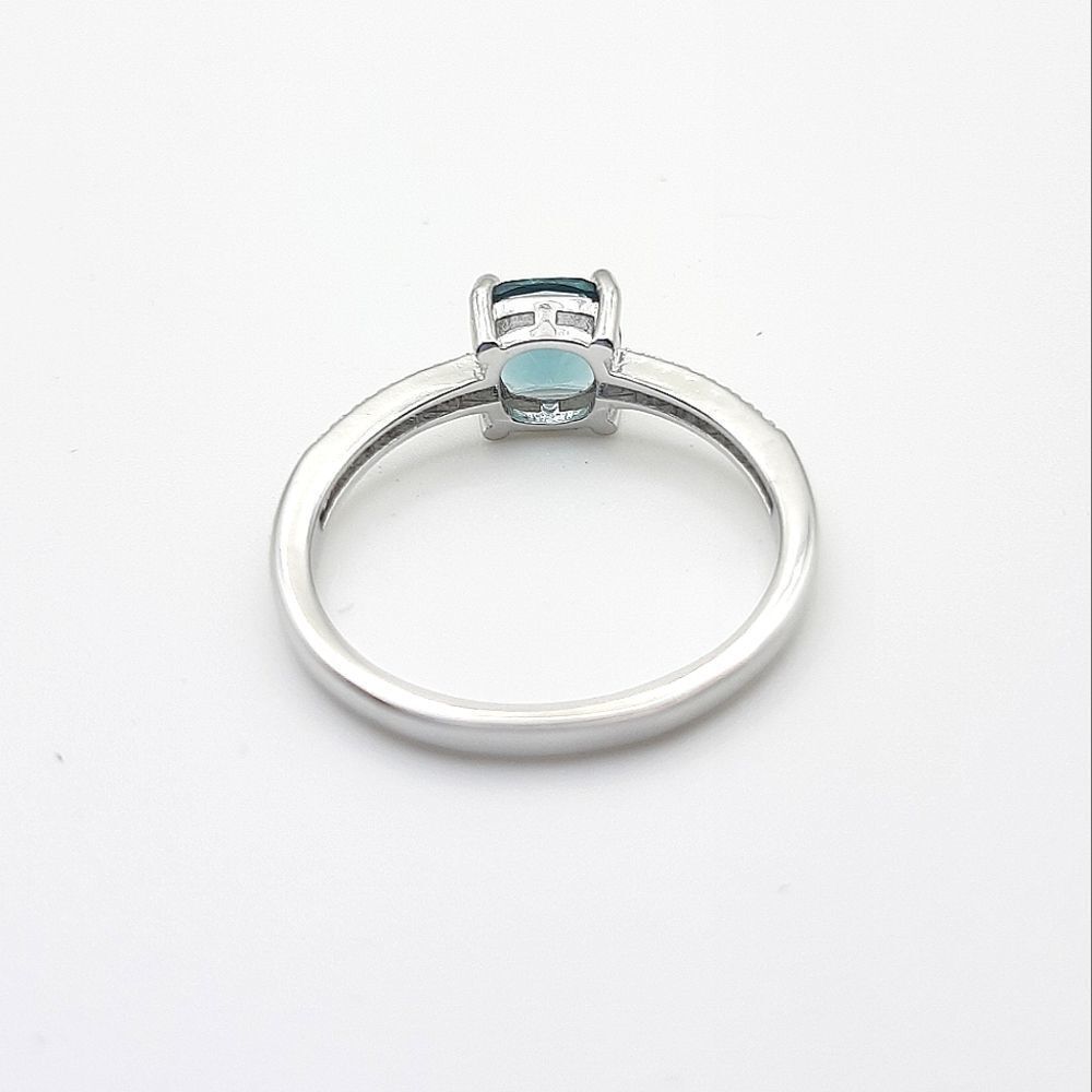 Peacock Blue cz Cushion Cut Solitaire Ring New - Picture 5 of 5